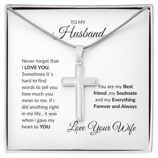 To my husband cross necklace