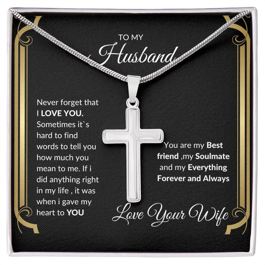 To my Husband Cross necklace